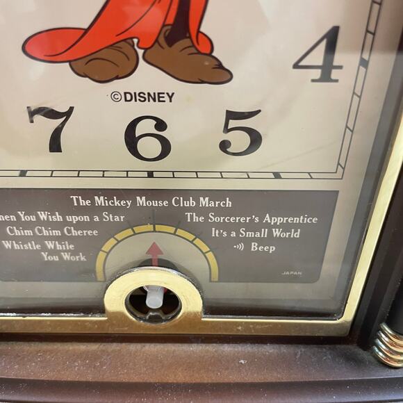 Disney Seiko Quartz Mickey Mouse Musical Alarm Clock Fantasia Parts Only - Picture 3 of 7